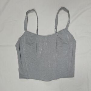Victoria's Secret Gold Label Vintage Silver Glitter Corset Top 34/M